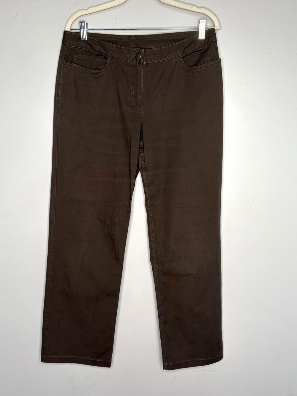 Eileen Fisher Cotton Blend Straight Leg Pants Medium Brown